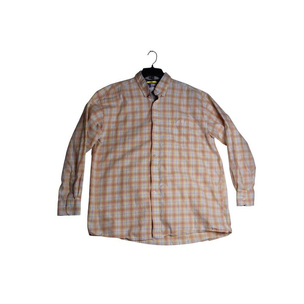 Wrangler George Strait L/S Peach Plaid Western Shirt Mens XL